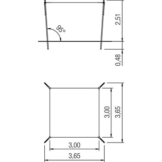 Solsegel Basis 3x3 m, justerbar höjd