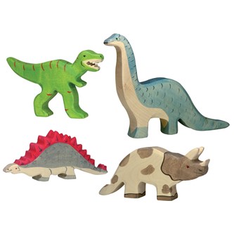 Dinosaurier av trä 4-pack