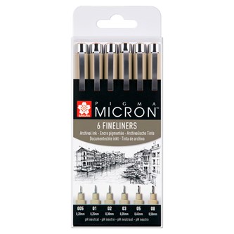 Fineliners Pigma Micron arkivbeständig 6-pack