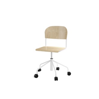 Stol Matte BX sh 45-56 cm hög 5-kryss med hjul stor sits vitt stativ