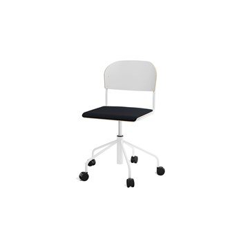 Stol Matte BX sh 45-56 cm hög 5-kryss med hjul stor sits vitt stativ