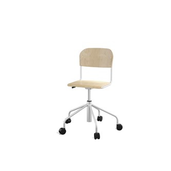 Stol Matte sh 45-56 cm hög 5-kryss med hjul liten sits silverstativ