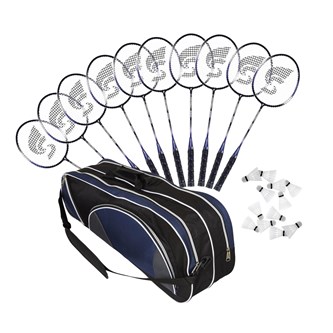 Badmintonracket 10-pack inkl. bollar och förvaring