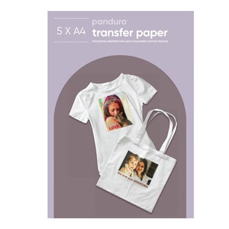 Panduro transferpapper A4 ljust tyg, 5 ark