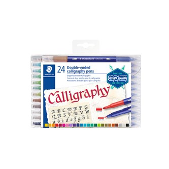 Kalligrafipennor Staedtler dubbelsidiga, 24-pack