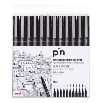 Fineliner Uni Pin, 12-pack