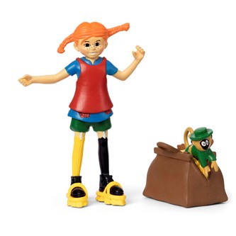 Pippi figurset: Pippi Långstrump med kappsäck och Herr Nilsson