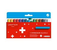 Akvarellkritor Caran d'Ache NEOCOLOR II Swisscolor, 15 färger