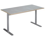 Pelarbord Cross T 140x70 Akustik linoleum höjd 72 silverstativ